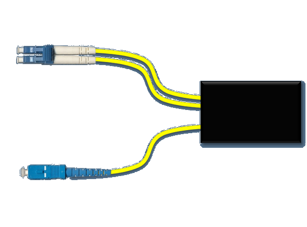 Fiberworks indoor CWDM-PON splitter 3 mm yellow patchcords, LC/UPC - SC/UPC